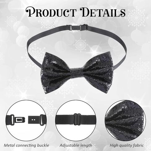 Thinp Sequin Bow Tie, Glitter Bow Tie Black Bowtie Pre-Tied Bows Ties for Men Rhinestone Sparkly Bowtie for Mens Xmas Wedding Banquet Carnival Party (Black) in Saudi Arabia
