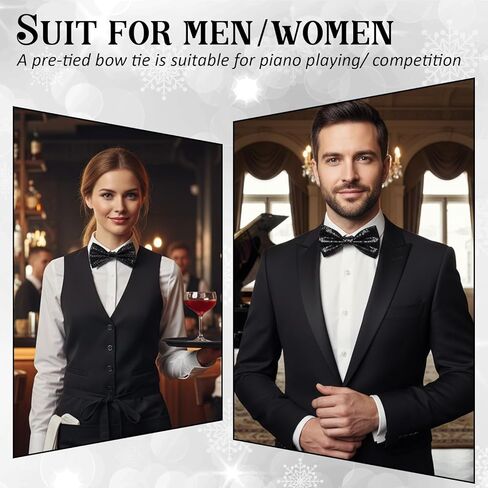 Thinp Sequin Bow Tie, Glitter Bow Tie Black Bowtie Pre-Tied Bows Ties for Men Rhinestone Sparkly Bowtie for Mens Xmas Wedding Banquet Carnival Party (Black) in Saudi Arabia