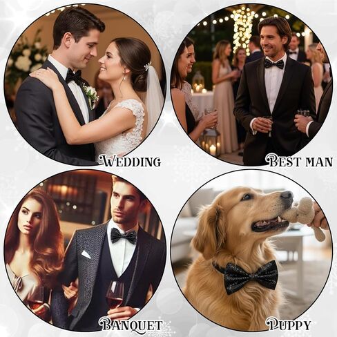 Thinp Sequin Bow Tie, Glitter Bow Tie Black Bowtie Pre-Tied Bows Ties for Men Rhinestone Sparkly Bowtie for Mens Xmas Wedding Banquet Carnival Party (Black) in Saudi Arabia