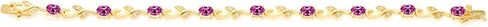 Gem Stone King 18K Yellow Gold Plated Silver Pink Created Sapphire and Diamond Greek Vine Tennis Bracelet For Women | 4.63 Cttw | 7 Inch in Saudi Arabia