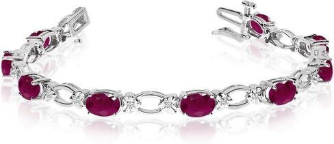 14k White Gold Natural Ruby And Diamond Tennis Bracelet in Saudi Arabia