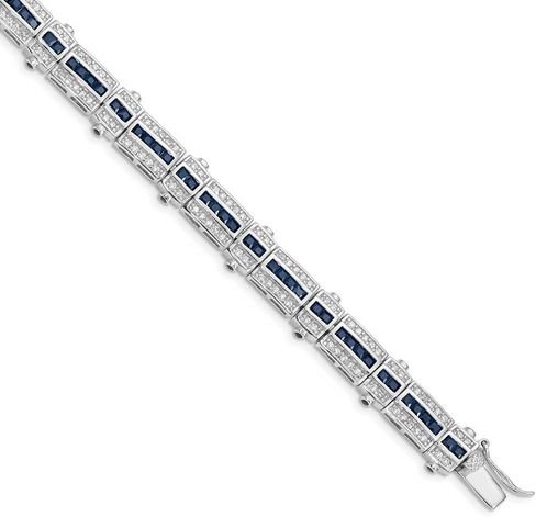 Solid 925 Sterling Silver Rhodium-Plated Sapphire and Cubic Zirconia CZ Bracelet in Saudi Arabia