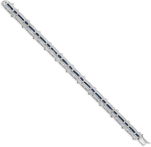 Solid 925 Sterling Silver Rhodium-Plated Sapphire and Cubic Zirconia CZ Bracelet in Saudi Arabia