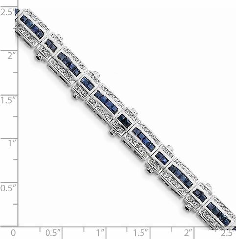 Solid 925 Sterling Silver Rhodium-Plated Sapphire and Cubic Zirconia CZ Bracelet in Saudi Arabia
