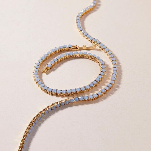 Brook & York Isabella Opal Blue Tennis Bracelet - Hypoallergenic 14K Gold-Plated Brass - Cubic Zirconia - Tennis Jewelry - Women's Bracelets- Everyday Luxury Jewelry - Gifts for Mom in Saudi Arabia