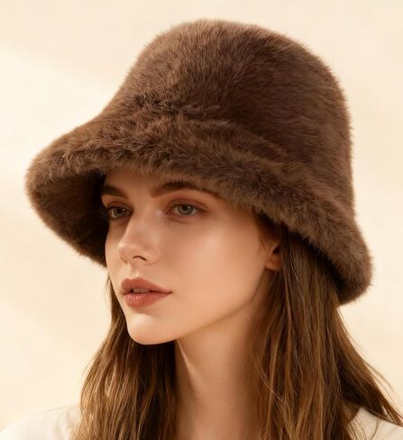 Winter Bucket Hat for Women Men Fuzzy Warm Hat Women's Cozy Fisherman Cap for Casual in Saudi Arabia