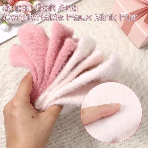 Prasacco 2 Pairs Fuzzy Socks for Women Thick Fluffy Socks with Bows Soft Slipper Sock Spa Home Sleeping Coquette Stuff, Light Pink + Dark Pink in Saudi Arabia