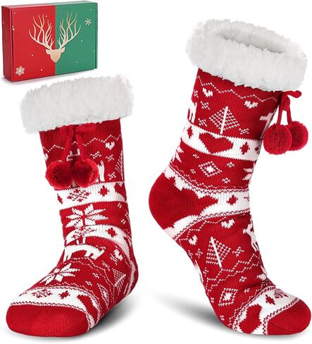 Forwe Women's Slipper Fuzzy Socks with Grips Non Slip Winter Warm Fluffy Cozy Plush Socks Christmas Gifts in Saudi Arabia