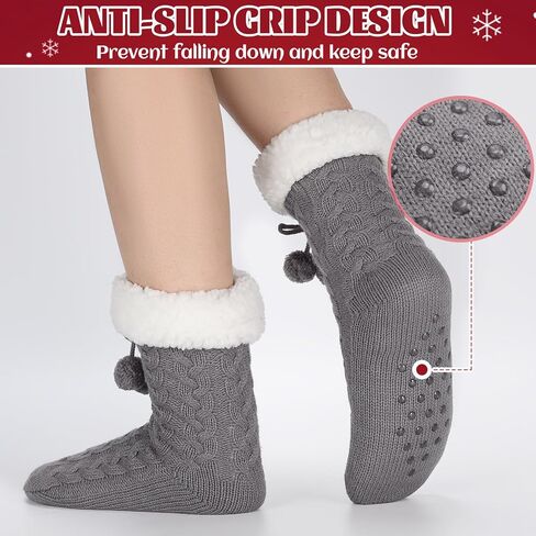 Forwe Women's Slipper Fuzzy Socks with Grips Non Slip Winter Warm Fluffy Cozy Plush Socks Christmas Gifts in Saudi Arabia