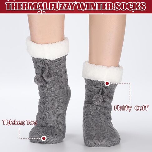 Forwe Women's Slipper Fuzzy Socks with Grips Non Slip Winter Warm Fluffy Cozy Plush Socks Christmas Gifts in Saudi Arabia