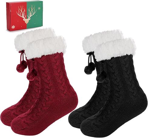 Forwe Women's Slipper Fuzzy Socks with Grips Non Slip Winter Warm Fluffy Cozy Plush Socks Christmas Gifts in Saudi Arabia
