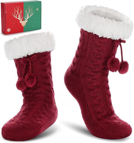 Forwe Women's Slipper Fuzzy Socks with Grips Non Slip Winter Warm Fluffy Cozy Plush Socks Christmas Gifts in Saudi Arabia