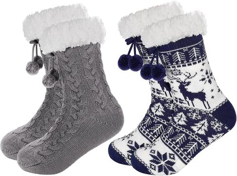 Forwe Women's Slipper Fuzzy Socks with Grips Non Slip Winter Warm Fluffy Cozy Plush Socks Christmas Gifts in Saudi Arabia