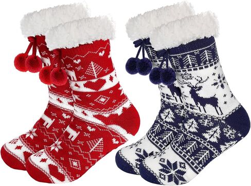 Forwe Women's Slipper Fuzzy Socks with Grips Non Slip Winter Warm Fluffy Cozy Plush Socks Christmas Gifts in Saudi Arabia