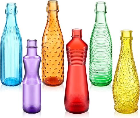 Zhehao 6 Pcs Colored Glass Bottles Decorative Glass Bottle for Bottle Tree 6 Shapes Empty Wine Bottles for Garden Yard Outdoor Home Decor(Irregular) in Saudi Arabia