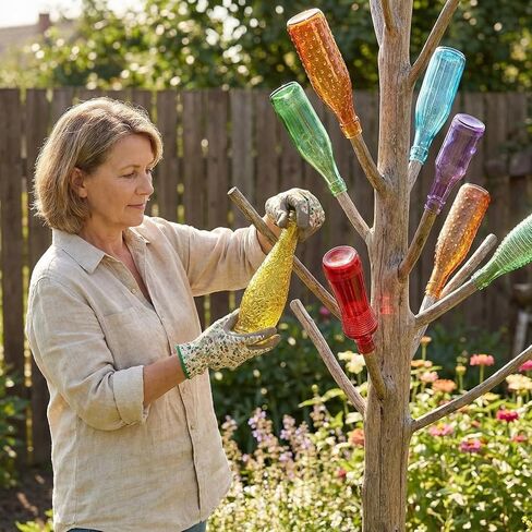 Zhehao 6 Pcs Colored Glass Bottles Decorative Glass Bottle for Bottle Tree 6 Shapes Empty Wine Bottles for Garden Yard Outdoor Home Decor(Irregular) in Saudi Arabia