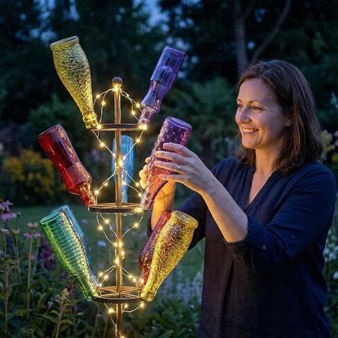 Zhehao 6 Pcs Colored Glass Bottles Decorative Glass Bottle for Bottle Tree 6 Shapes Empty Wine Bottles for Garden Yard Outdoor Home Decor(Irregular) in Saudi Arabia