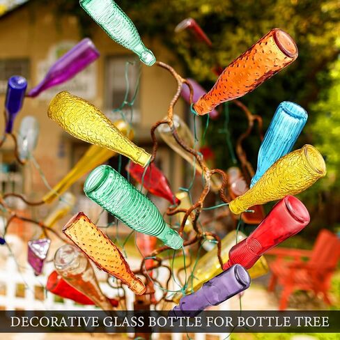 Zhehao 6 Pcs Colored Glass Bottles Decorative Glass Bottle for Bottle Tree 6 Shapes Empty Wine Bottles for Garden Yard Outdoor Home Decor(Irregular) in Saudi Arabia