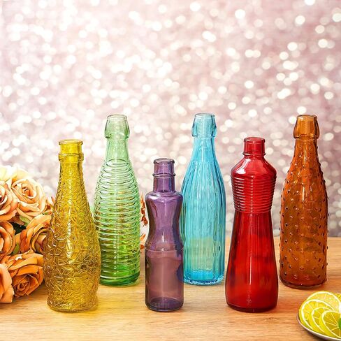 Zhehao 6 Pcs Colored Glass Bottles Decorative Glass Bottle for Bottle Tree 6 Shapes Empty Wine Bottles for Garden Yard Outdoor Home Decor(Irregular) in Saudi Arabia