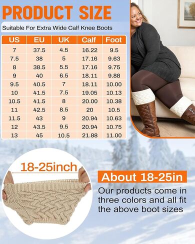 Coume 2/3 Pairs Extra Large Women Boot Cuffs Socks Crochet Winter Warm Knitted Wide Calf Short Boot Topper Gifts Leg Warmers in Saudi Arabia