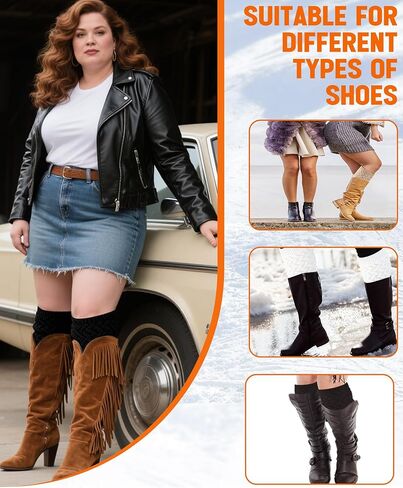 Coume 2/3 Pairs Extra Large Women Boot Cuffs Socks Crochet Winter Warm Knitted Wide Calf Short Boot Topper Gifts Leg Warmers in Saudi Arabia