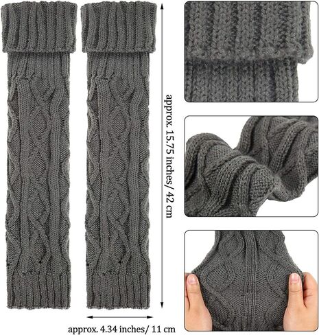 SATINIOR 3 Pairs Women's Cable Knit Leg Warmers Y2k Japanese Style Leg Warmers for 80s Party Skating Yoga Dance(White, Light Gray, Black) in Saudi Arabia