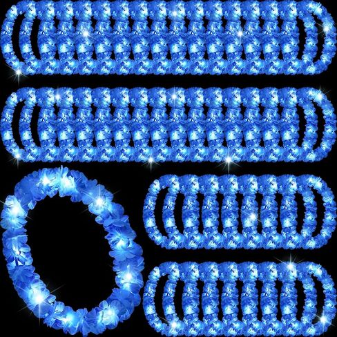 Sherr 48 قطعة LED هاواي ليز تضيء زهرة ليز قلادة زهرة مع أضواء LED لوا ليز الزهور القلائد لحفلات تنكرية على الشاطئ وحفلات الزفاف الاستوائية تحت عنوان لوازم الحفلات (أحمر) in Saudi Arabia