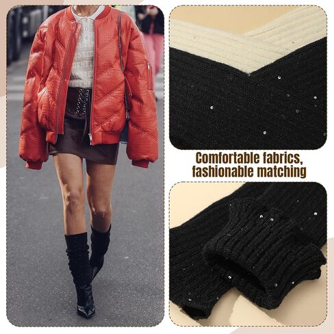 2 أزواج تدفئة الساق للنساء الفتيات العصرية الترتر لوليتا متماسكة الجوارب الطويلة تدفئة الساق Y2K Kawaii الشتاء اكسسوارات in Kuwait