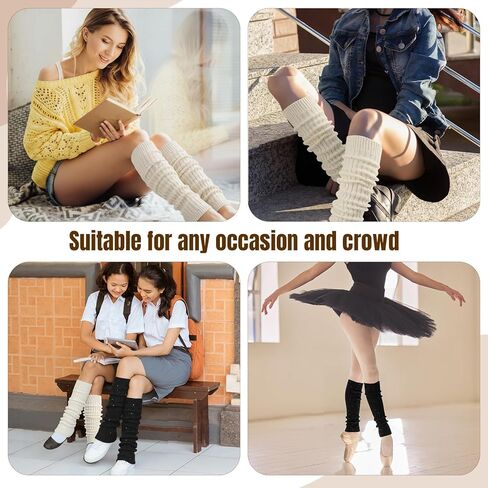 2 أزواج تدفئة الساق للنساء الفتيات العصرية الترتر لوليتا متماسكة الجوارب الطويلة تدفئة الساق Y2K Kawaii الشتاء اكسسوارات in Kuwait