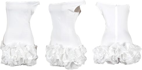 LAJIOJIO Women's Puffy Ruffle Mini Dress,Off Shoulder Sleeveless Tulle Club Night Out Dresses in Saudi Arabia
