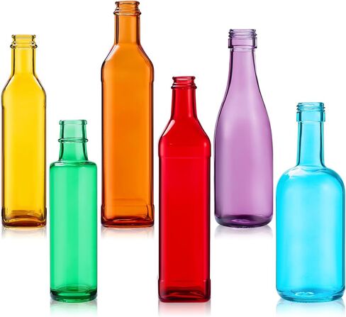 Zhehao 6 Pcs Colored Glass Bottles Decorative Glass Bottle for Bottle Tree 6 Shapes Empty Wine Bottles for Garden Yard Outdoor Home Decor(Irregular) in Saudi Arabia