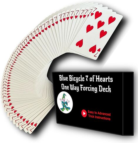 Ted's Sterling Magic Bicycle One Way Force Deck Trick Kit with Bonus Short Cards, Blue Back Hearts (Queen) in Kuwait