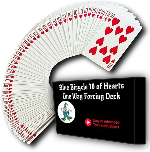 Ted's Sterling Magic Bicycle One Way Force Deck Trick Kit with Bonus Short Cards, Blue Back Hearts (Queen) in Kuwait