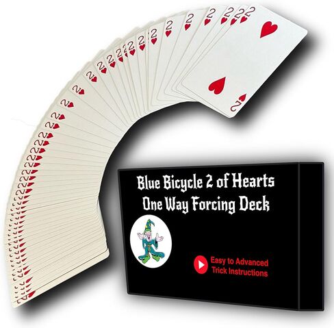 Ted's Sterling Magic Bicycle One Way Force Deck Trick Kit with Bonus Short Cards, Blue Back Hearts (Queen) in Kuwait