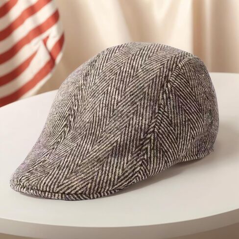 Men's Herringbone Newsboy Cap Vintage Ivy Flat Hat Berets Cap for Casual Driving Outdoor in Saudi Arabia