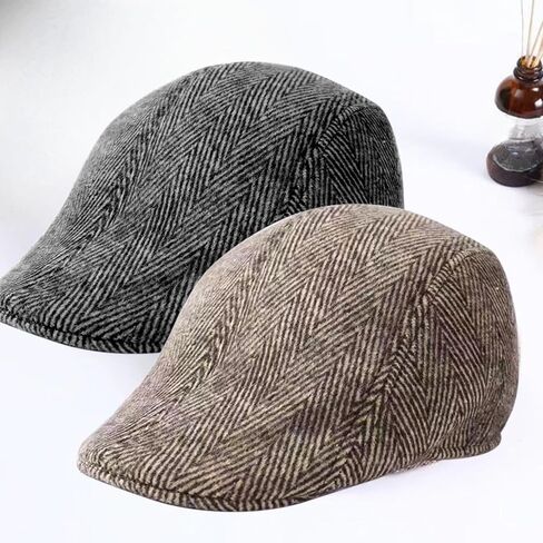 Men's Herringbone Newsboy Cap Vintage Ivy Flat Hat Berets Cap for Casual Driving Outdoor in Saudi Arabia