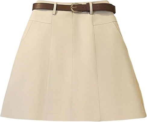 SweatyRocks Women's A Line Short Skirts High Waisted Belted Business Work Skirt with Pockets in Saudi Arabia