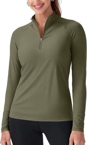 Zengjo Womens 1/4 Zip Pullover Athletic Slim-Fit Long Sleeve Workout Top Quarter-Zip Running Yoga Jacket Lightweight in Kuwait