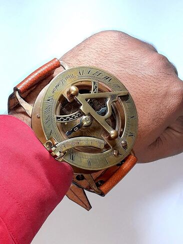 Brass Nautical Antique Steampunk Sundial Compass Wrist Watch W/Leather Bracelet Handmade Collection |Sundial Compass| Nautical Collection in Saudi Arabia