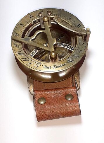 Brass Nautical Antique Steampunk Sundial Compass Wrist Watch W/Leather Bracelet Handmade Collection |Sundial Compass| Nautical Collection in Saudi Arabia