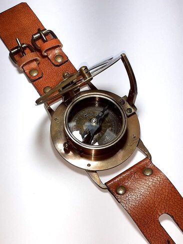 Brass Nautical Antique Steampunk Sundial Compass Wrist Watch W/Leather Bracelet Handmade Collection |Sundial Compass| Nautical Collection in Saudi Arabia