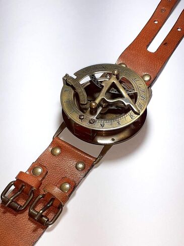 Brass Nautical Antique Steampunk Sundial Compass Wrist Watch W/Leather Bracelet Handmade Collection |Sundial Compass| Nautical Collection in Saudi Arabia