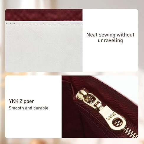 إدراج منظم المحفظة لحقيبة إدراج منظم Lv Neverfull MM، حقيبة يد فاخرة مخصصة خفيفة الوزن ومقسم داخلي مع 6 مقصورات وسحاب (مم، أبيض-أحمر) in Kuwait