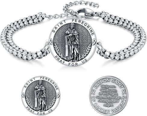 Saint Benedict Crucifix Bracelet 925 Sterling Silver Jesus Cross Bracelet,Religious San Benito Crucifix Medal Bracelet Jewelry for Men in Kuwait