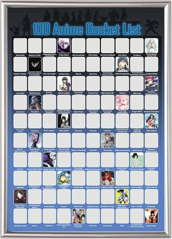 GKLTVB Top 100 Anime Scratch Off Poster - Unique Bucket List and Cool Stuff Featuring Series and Films | Gifts for Anime Lovers | 16.5" x 23.6" in Saudi Arabia