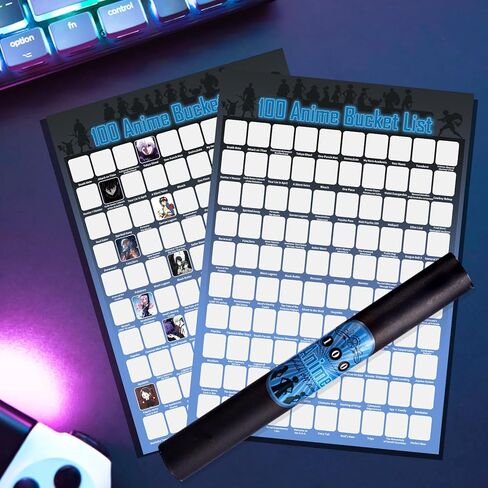 GKLTVB Top 100 Anime Scratch Off Poster - Unique Bucket List and Cool Stuff Featuring Series and Films | Gifts for Anime Lovers | 16.5" x 23.6" in Saudi Arabia