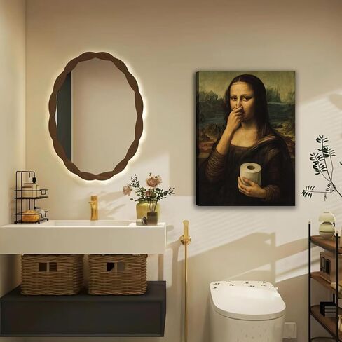 مضحك الموناليزا الحمام قماش جدار الفن الفكاهة مسلية المرحاض الفن معسر الأنف جدار ديكور المشاهير الكلاسيكية خمر اللوحة غريب الاطوار ملصق طباعة للحمام مرحاض الديكور 12x16in in Saudi Arabia