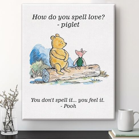 Classic Pooh Bear Wall Art Decor How Do You Spell Love Quote Canvas Painting for School Home Nursery Wall Decor 8x10 Inches in Saudi Arabia