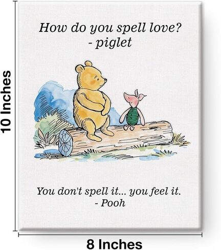 Classic Pooh Bear Wall Art Decor How Do You Spell Love Quote Canvas Painting for School Home Nursery Wall Decor 8x10 Inches in Saudi Arabia
