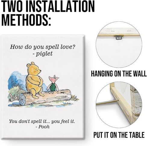 Classic Pooh Bear Wall Art Decor How Do You Spell Love Quote Canvas Painting for School Home Nursery Wall Decor 8x10 Inches in Saudi Arabia